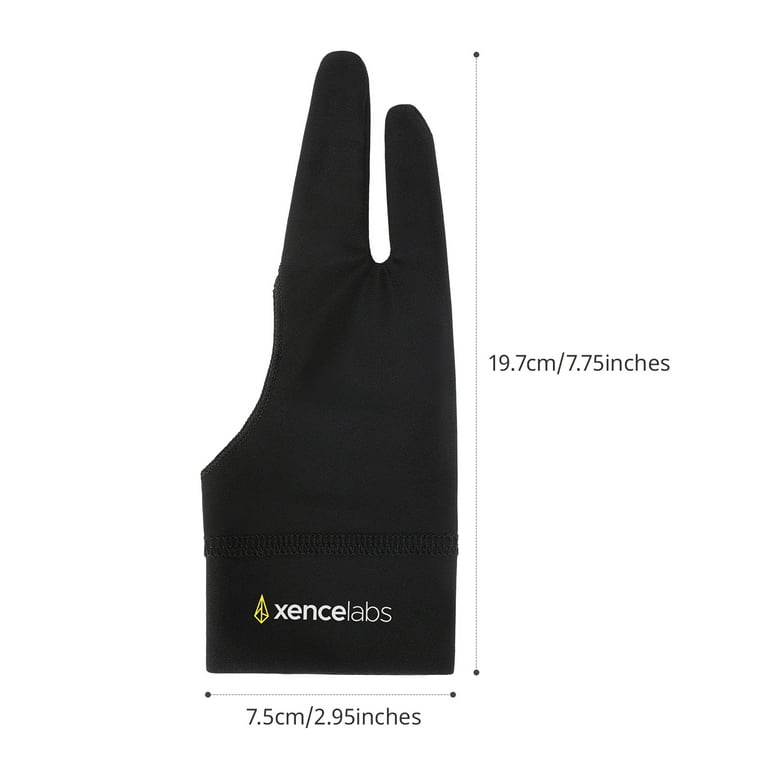 XENCELABS, Artist Glove, Drawing Glove Left Right Hand for Drawing Tablet,  2 Finger Glove for Drawing, Black Size S