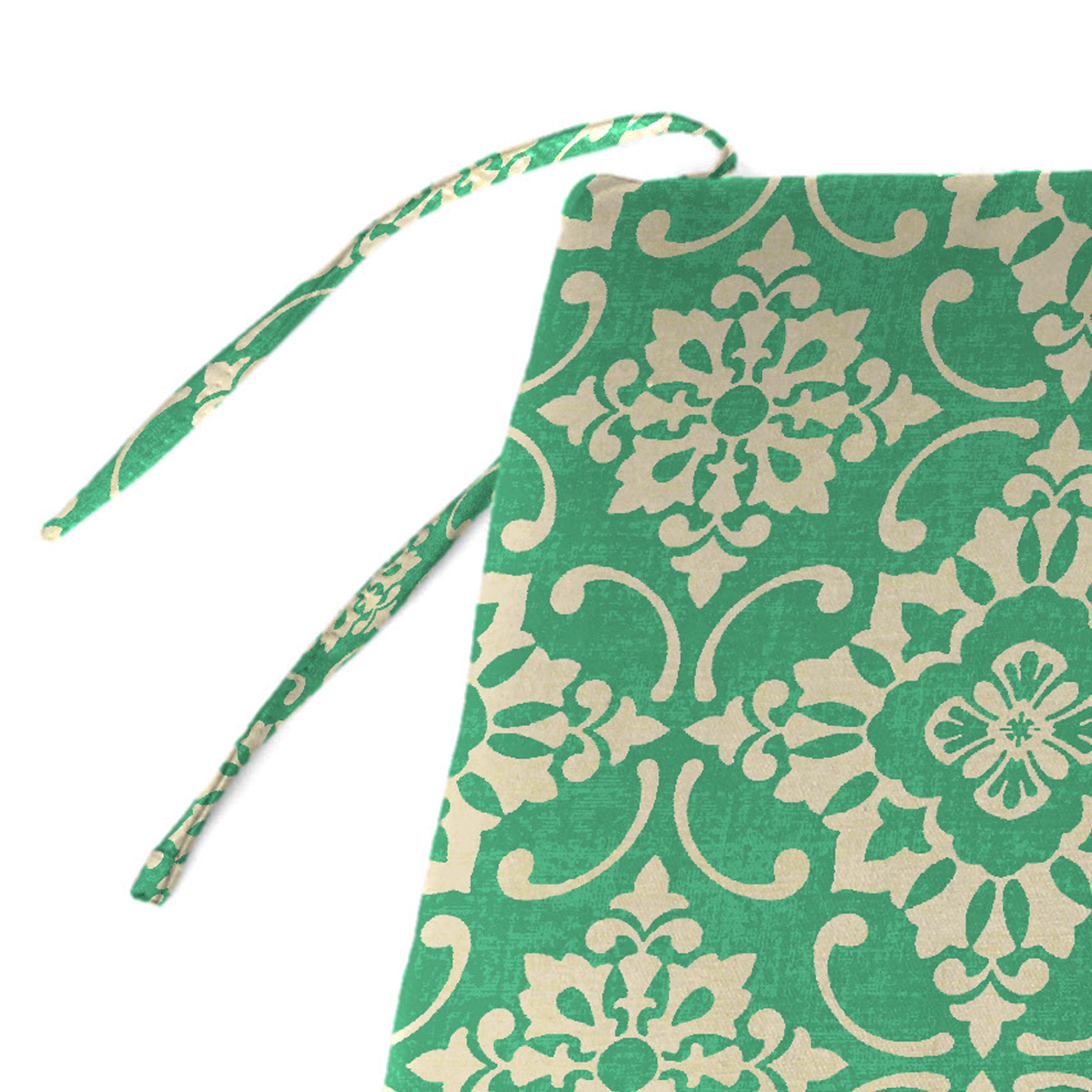 Jordan Manufacturing 59" x 16" Scampi Emerald Green Medallion Rectangular Outdoor Settee Swing Bench Cushion with Ties