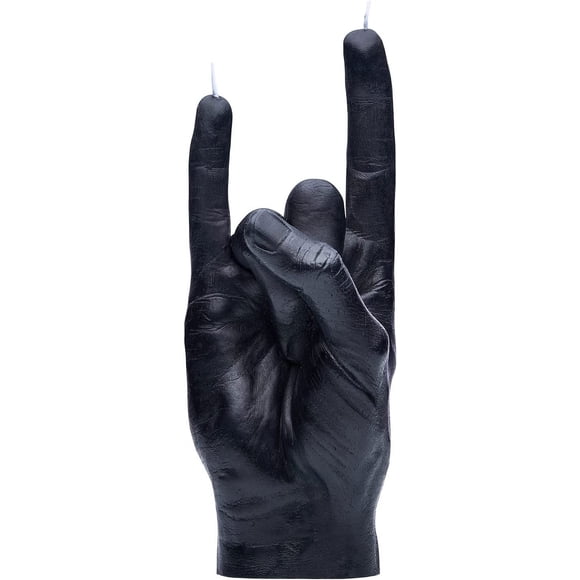 CandleHand Hand Gesture Candle You Rock - Big Real Hand Size 6.7 x 4.3 x 2.4 inches - Handmade Home Decor Statue - Birthday, Office, Housewarming Gift (Black)