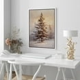 thumbnail image 3 of IDEA4WALL Framed Canvas Art Wall Decor Snowy Pine Tree Serene Christmas Tree in a Rustic Winter Landscape Decorative Illustration Funny Retro Chic for Dorm Home Office - 16"x24" White, 3 of 5