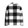 thumbnail image 4 of Women's Plaid Fleece Jacket with Pockets and Button-down Fleece Coat Black L, 4 of 6