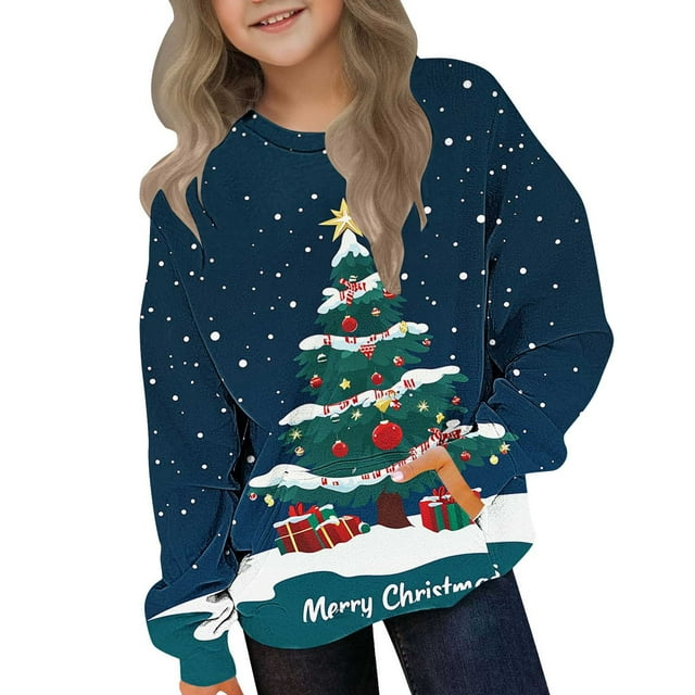 Chandail en Molleton pour Tout-Petits, Imprimé Décontracté pour Enfants Filles Garçons Manches Longues Col Rond avec Poche, Chandail en Molleton Col Rond Mignon