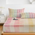 thumbnail image 6 of Twin Sze Fitted Sheet Set - Purple Pink Plaid 2 Piece Bedding Sets 16" Deep Pocket Fitted Sheet with 1 Pillowcase, Yellow Green Red Turquoise Colorful Brushed Microfiber Hotel Luxury Bed Sheets, 6 of 9