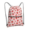 thumbnail image 2 of Wukai Strawberry Waterproof Drawstring Backpack with Zipper Pocket,Large Foldable Gym Bag for Women and Men, Perfect for Sports, Yoga, and Travel, 2 of 8