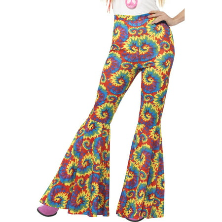 Adults Womens 70s Flared Groovy Tie Dye Disco Pants Costume Large 14-16