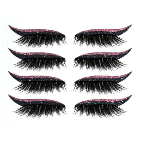 4 pares de pegatinas para pestañas postizas con sombra de ojos, fáciles de aplicar, sin pegamento.