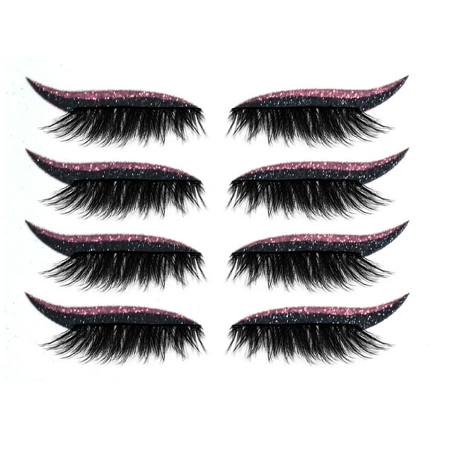 EGNMCR 4 Pairs Of Lazy Eye Shadow Eyelash Stickers Flash Eye Shadow Stickers With Eyelashes Easy To Apply Eye Shadow And Eyelashes Together Without Glue false eyelashes