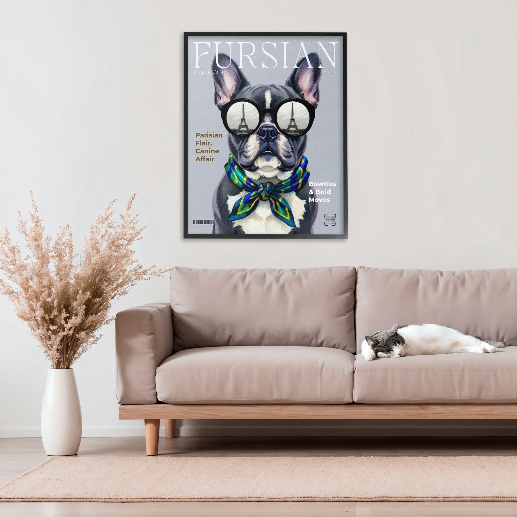Stupell Industries Fursian Dog Fashion Magazine Black Framed Giclee Art, design by A Barefoot Stylist