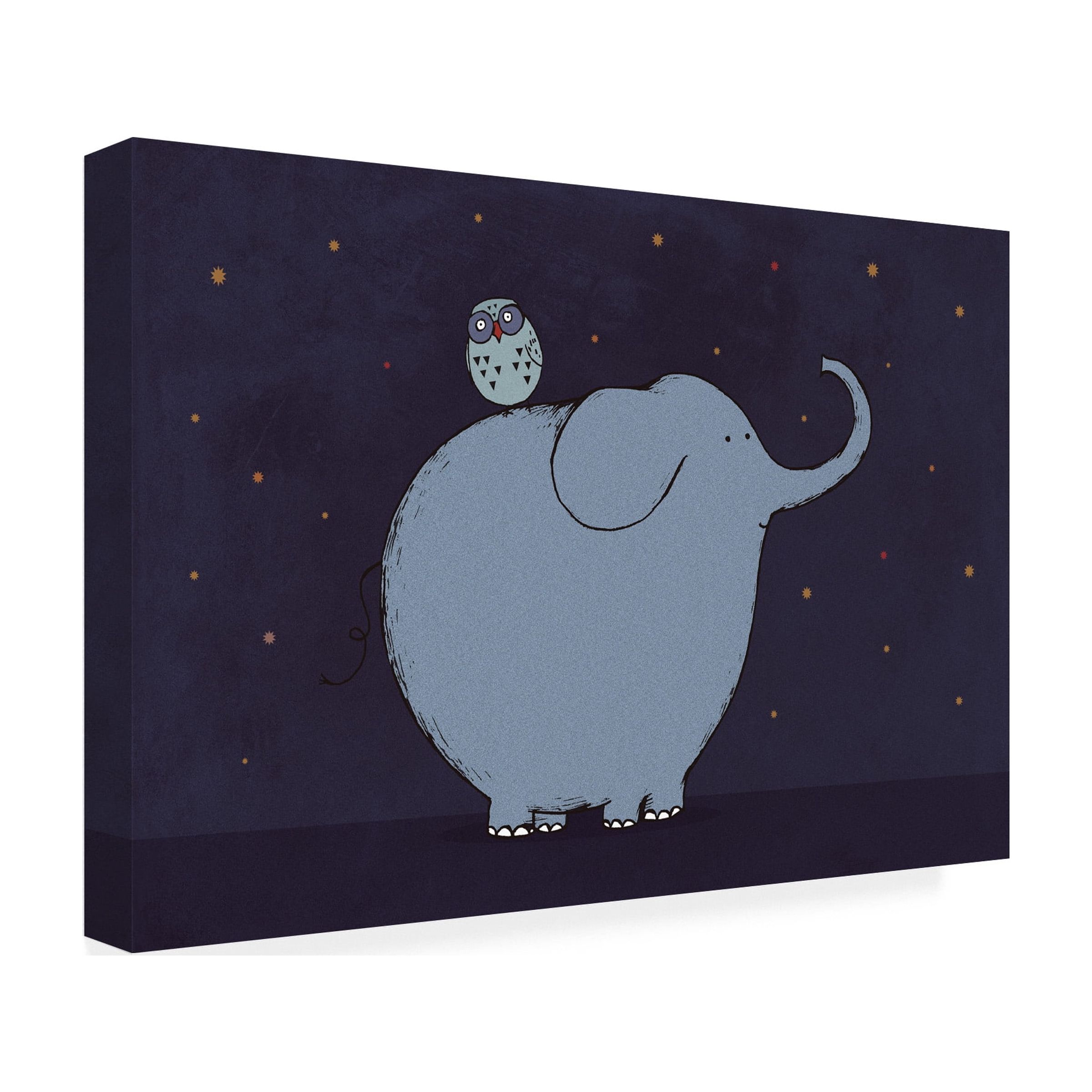 Carla Martell 'Owl and Elephant' Canvas Art