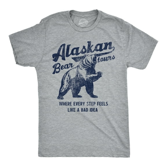 Mens Funny T Shirts Alaskan Bear Tours Sarcastic Graphic Novelty Tee for Men Graphic Tees