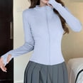 thumbnail image 7 of Women's Slim Fit Full Zip Jacket with Stand Collar and Lightweight Fabric Featuring Breathable Material for Yoga Classes Gym Workouts Running Sessions Morning Walks Casual Outings Blue M, 7 of 7