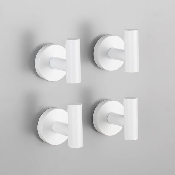 ABPETE Stainless Steel Towel Hook Wall Mounted Robe Coat Hook Heavy Duty Luxury Hooks for Bathroom Hotel 4 Pack, White