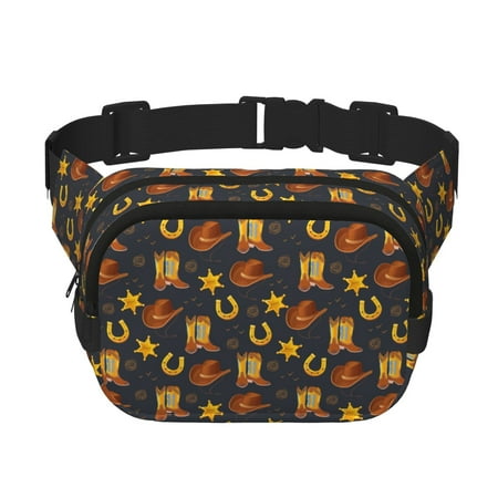 Easygdp Wild West Golden Horseshoe Fanny Packs for Women Men  Belt Bag  Fashion Crossbody Bags  for Workout/Running/Hiking