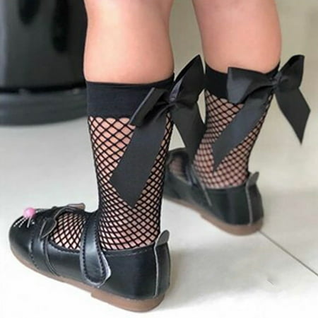 

Fishnet Stocking Adjustable Breathable Nylon Big Ribbon Bow Girl Socks for Outdoor
