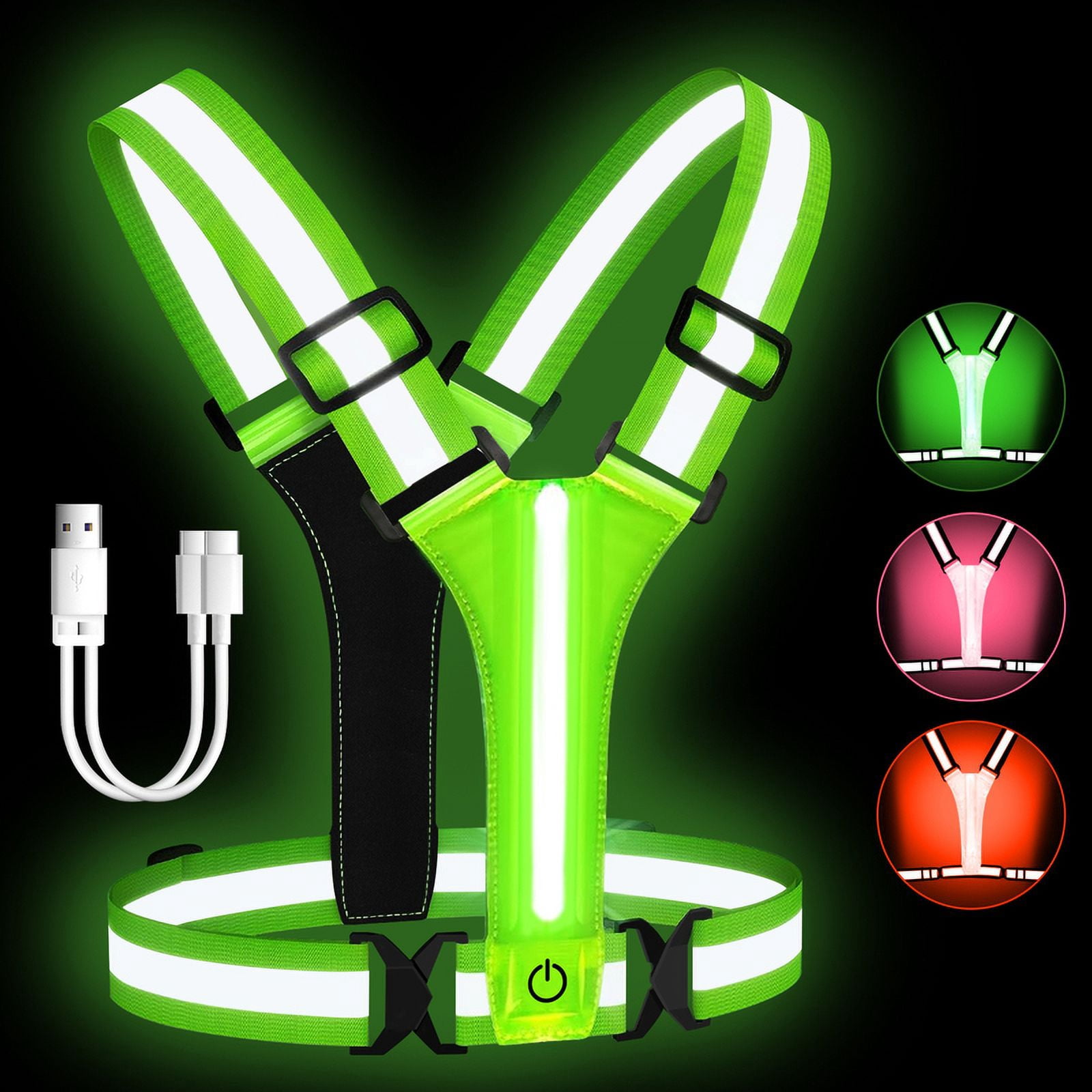 Totoro Hero LED Running Vest USB Rechargeable Reflective Glowing Reflector Straps High Visibility Night Running Riding Clothing Elastic Band
