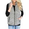 711ONLINESTORE Women Fuzzy Zip Up Vest Coat with Pockets