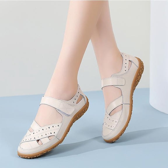 Norvail Womens Closed Toe Low Wedge Hollow Out Breathable Sandals, Wide Foot Sandals for Women Dressy, Comfortable Summer Casual Slippers for Beach Vacation Walking