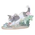thumbnail image 1 of Lladro Figurine 1442, Kitty Confrontation, w/ flowers, 1 of 4