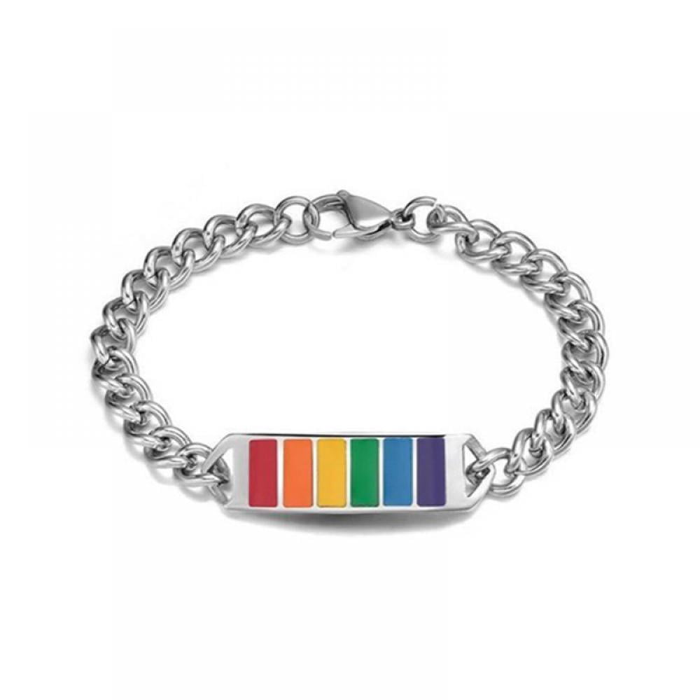 JANDEL Titanium Stainless Steel Magnet Rainbow LGBT Pride Bracelet Jewelry