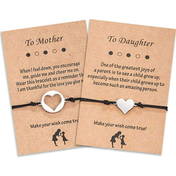 Papapt Mom Gifts from Daughter Mother Daughter Bracelets Set Mommy and Me Matching Heart Wish Bracelet Daughter Gift From Mom Birthday