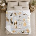 thumbnail image 5 of Watercolor Dogs Beige Sofa Calm Living Room Style, Peaceful Pet Portrait Pattern, Warm Flannel Blanket for Living Room and Reading Nook, Dog Lovers Thanksgiving Gift, Pet Lover Home Decor, 5 of 9