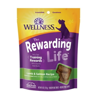 Wellness Rewarding Life Grain-Free YPF5 Soft Dog Treats, Made in USA with Healthy Ingredients, Ideal for Training (Lamb & Salmon, 6-Ounce Bag)