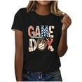 thumbnail image 2 of Lilgiuy Baseball Game Day Shirt for Women Baseball Shirts Oversized Graphic Tees Casual Short Sleeve Tops for Mother's Day(Black,L), 2 of 4