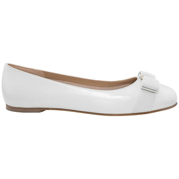 Salvatore Ferragamo Ladies New White Ottico Varina Ballet Flats