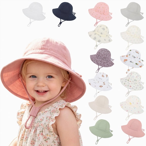 Nwiuh Kids' Quick Dry Beach Bucket Sun-Hat for Swimming (Grey, 3-12 Months)