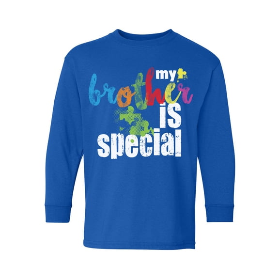 Awkward Styles Autism Youth Long Sleeve T-shirt for Boys Girls My Brother Is Special Crewneck Tee for Girls
