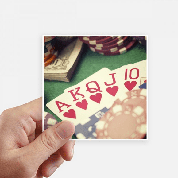 Hearts Flush Poker Gambling Photo Sticker Square Waterproof Stickers Wallpaper Car Decal