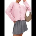 thumbnail image 3 of Suéteres Tipo Cárdigan con Lazo Frontal para Mujer, de Punto Grueso, con Mangas Largas Abullonadas, Modernos Abrigos para Otoño e Invierno. Rosa M, 3 of 10