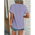 thumbnail image 4 of Womens Clothing Homenesgenics Womens Tops under $5 Women's Spring/Summer Fashion Casual Loose Round Neck Short Sleeve Women's Purple XXXL, 4 of 6