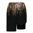 thumbnail image 6 of FRSASU Men's 2 in 1 Running Shorts with Liner Shorts Flames Graphic Goth Boyfriend Workout Bottoms Brown, 6 of 6