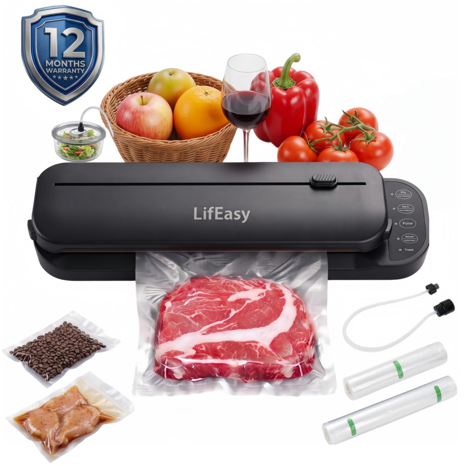LifEasy Vacuum Sealer with Dry & Moist Modes, 80kPa photo 1