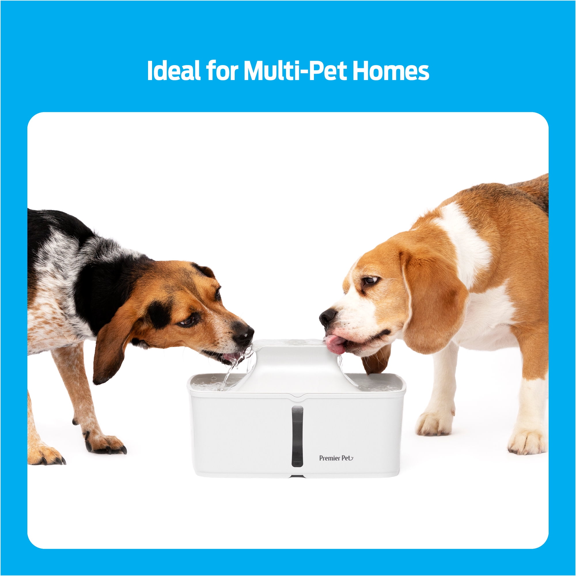 Premier Pet 128 oz. Pet Fountain, Automatic for Dogs, Cat, & Multi Pets, Filters Included, White