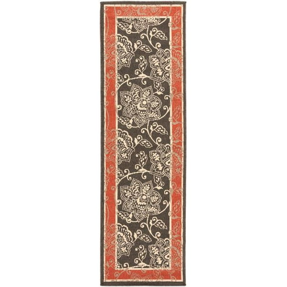 Livabliss Alfresco Botanical Runner Area Rug, Sage/Black ,2'5" x 7'10"