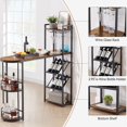 thumbnail image 5 of Dining Table, Bar Table with Bottle Holder And Glass Holder, Multifunctional High Bar Table with Side Storage, Can Hold 8 Bottles Of Wine And 9 Glasses (Rustic Brown,53.3"W X 15.75"D X 36.4"H), 5 of 9