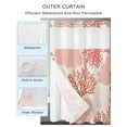 thumbnail image 2 of No Hook Cloth Fabric Shower Curtain with Snap in Liner, Red Coastal Waterproof Shower Curtains Set with See Through Top Window, Vintage Coral Ocean Modern Sea Abstract Bath Curtains Shower 72"x78", 2 of 6