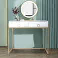 thumbnail image 3 of Eumyviv White Makeup Vanity Table Writing Desk with 2 Storage Drawers, Mid-Century Home Office Computer Desk, D0003, 3 of 3