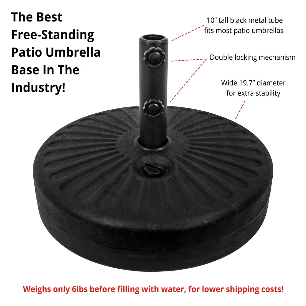 Outdoor Market Umbrella Base Stand 47 lbs Fillable Heavy Duty Patio Umbrella Base Stand with Adjustment Knob, Free Standing Sand & Water Fillable Pole Holder for Outdoor, Garden, Market, Lawn & Pool