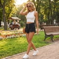 thumbnail image 5 of Denim Shorts For Women Four Button Fly High Waist Light Wash Distressed Frayed Hem Fashionable Jean Shorts With Pockets Loose Fit Summer Shorts 2026 Casual Trendy Vacation Shorts, 5 of 8