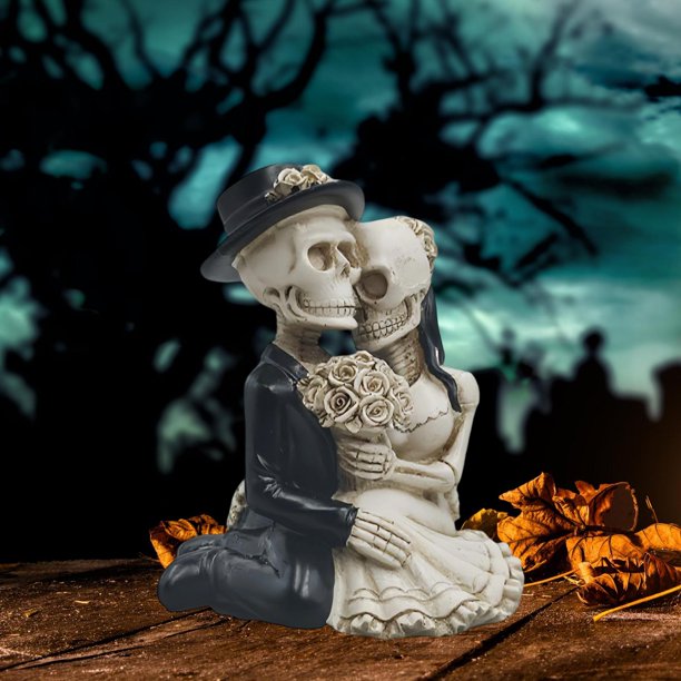 Figura de resina de esqueleto de Halloween para pareja, estatua decorativa, adorno, escultura para oficina, mesa, centro de mesa, chimenea, dormitorio De rodillas