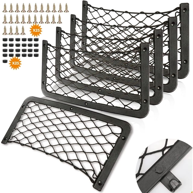 5 Piezas Redes de Almacenamiento para RV Maletero de Coche 36x18cm Bolsa de Accesorios para Cubiertos Multifunción Barco Hogar (con Gancho, Tornillo, Tapa de Tornillo)