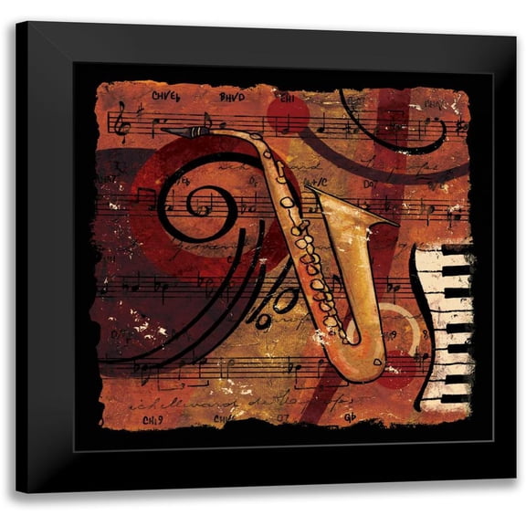 CW Designs Inc. 12x12 Black Modern Framed Museum Art Print Titled - Jazz Music IV