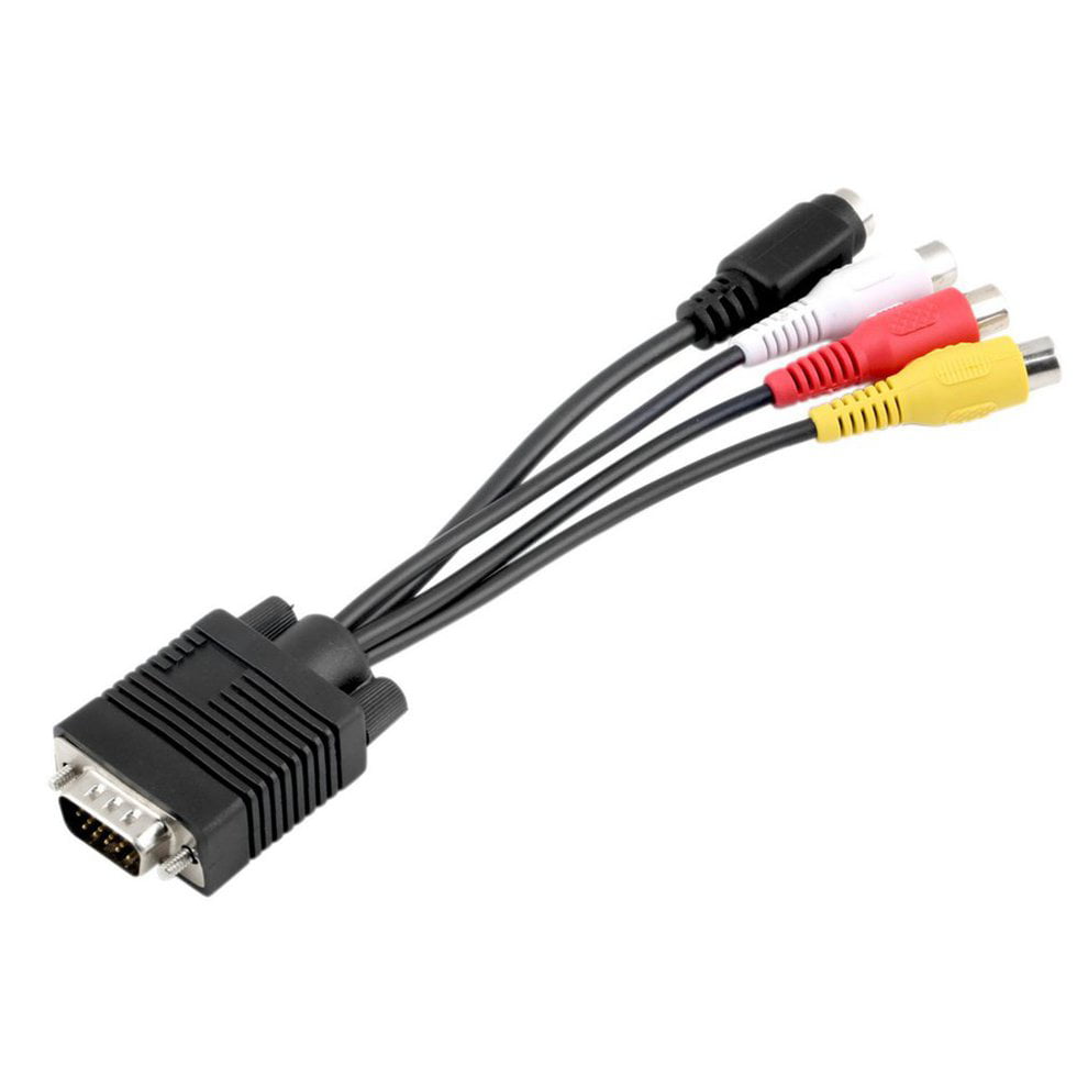 Kiminors Black 1pc 3 RCA Female Converter Cable New VGA to Video TV Out S-Video AV Adapter Newest Drop Shipping Wholesale