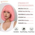 thumbnail image 5 of Phocas Pink Bob Wig for Women Short Pink Bob Wigs with Bangs Straight Heat Resistant Fiber Hair for Daily Party Use 10Inch, 5 of 8