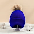thumbnail image 6 of FADAACAI Kids Knitted Faux Boys Baby Lined Toddler Hat Hat Pom Girls Cap Hat Cotton Winter Hats Blue One Size Clearance！, 6 of 6