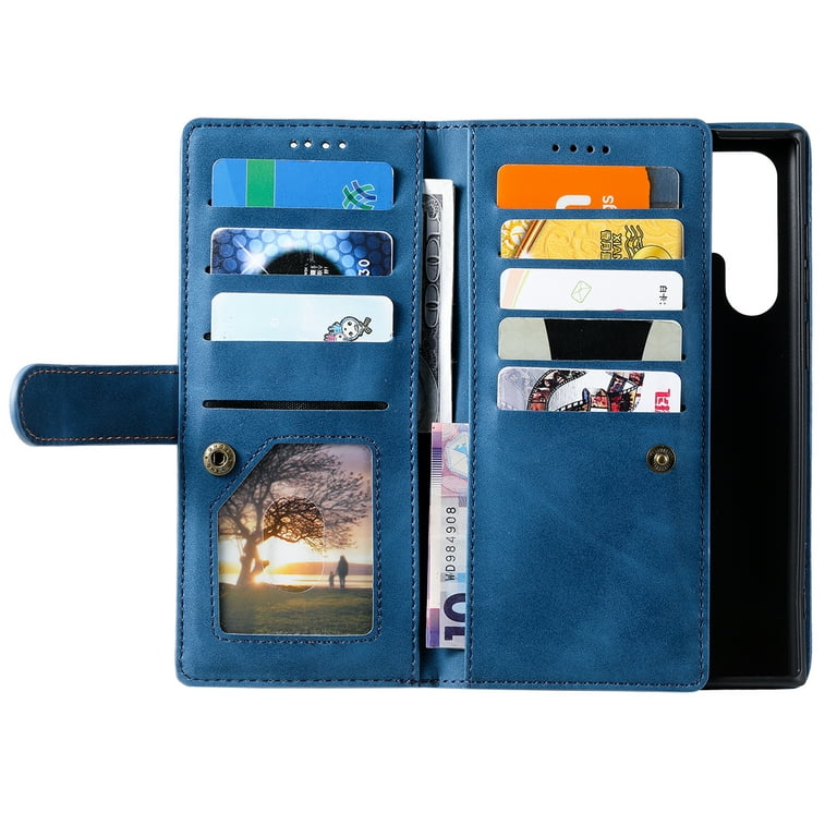 For Samsung Galaxy S22 Ultra S10/S9 Plus Magnetic Cover Leather Wallet Case