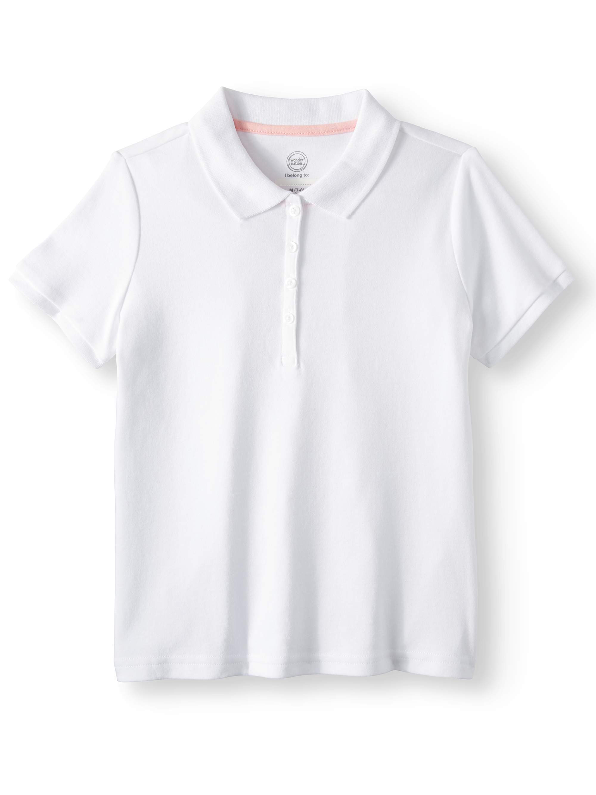 Wonder Nation Girls School Uniform Short Sleeve Interlock Polo Shirt, 2-Pack Value Bundle, Sizes 4-18 - image 4 of 8